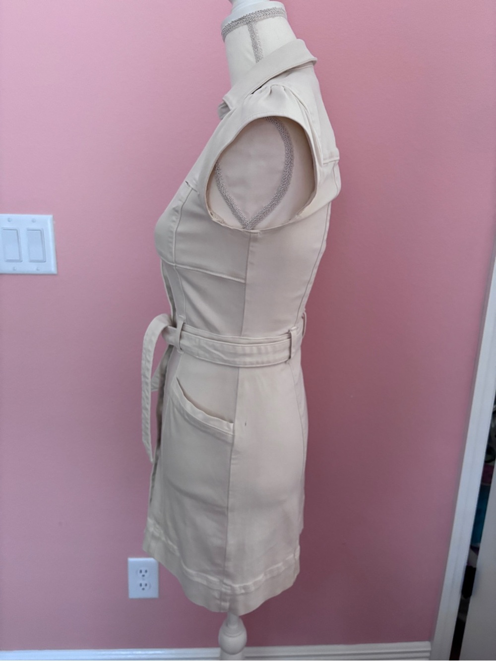 PAIGE Jaxsyn Cream denim Shirt-Style Mini Dress - Picture 3 of 8